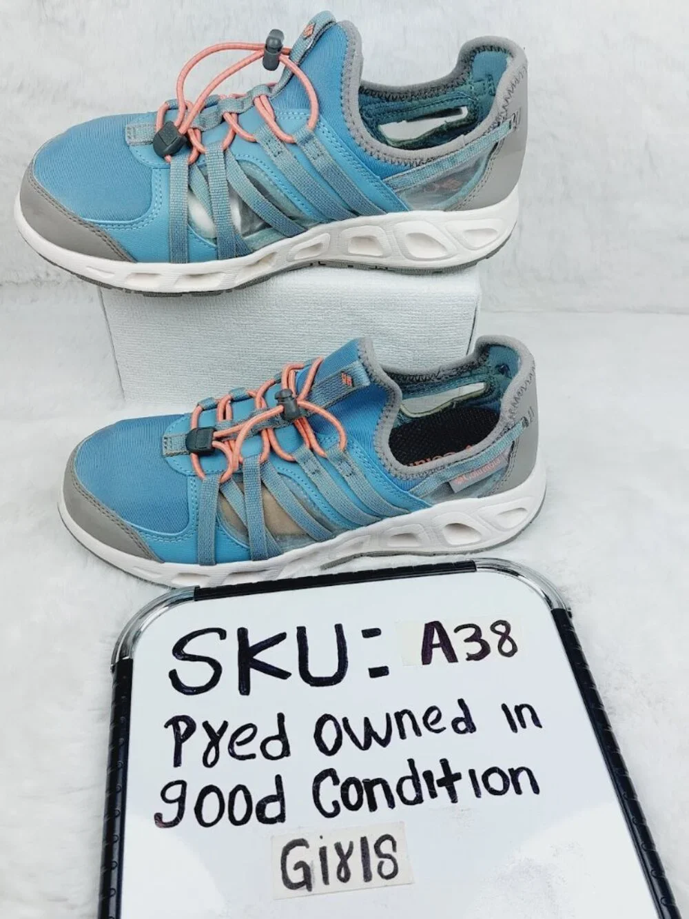 Columbia Girls' Blue Grey Okolona Lock-Laces Breathable Water Shoes Size 5
